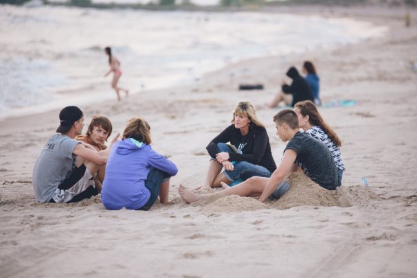 Small group on the beach in Muskegon