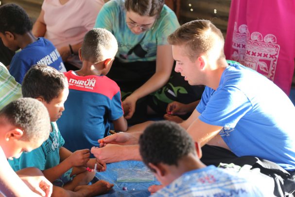 Serving kids during an outreach program