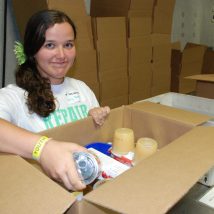 Participant packing food